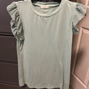 Women's Ruffle Sleeve Top - Light Blue